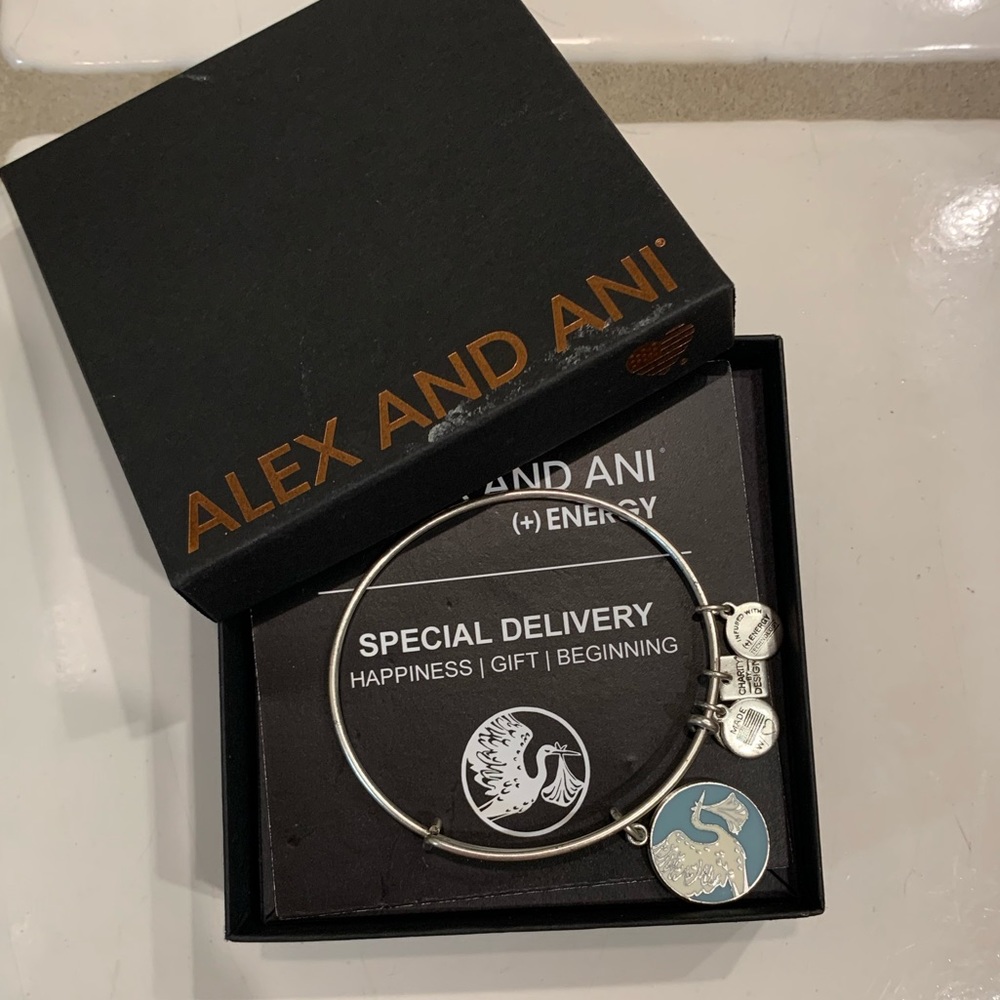 Alex and Ani stork charm bangle for baby boy